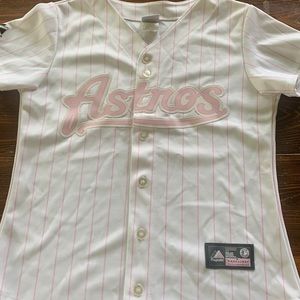Womens small astros jersey pink and white stripe